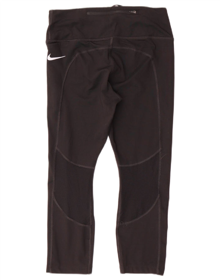 Nike Womens Dri Fit Capri Leggings UK 14 Medium  Black Polyester