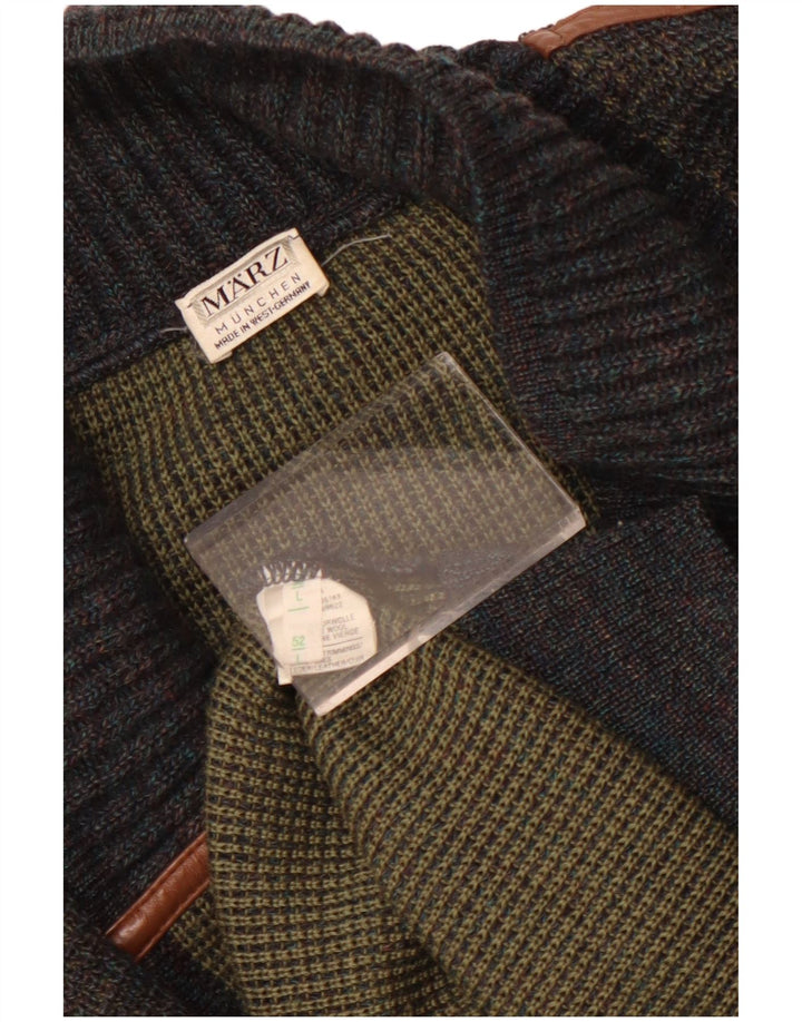 Marz Mens Double Breasted Cardigan Sweater EU 52 Large Grey Flecked Wool