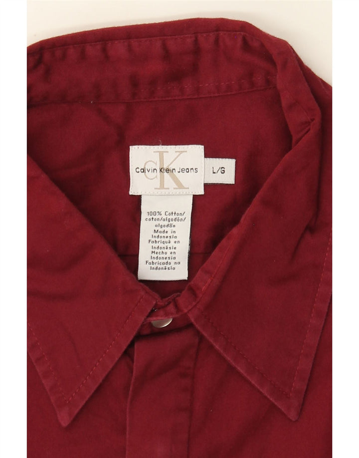 Calvin Klein Jeans Mens Shirt Large Maroon Cotton