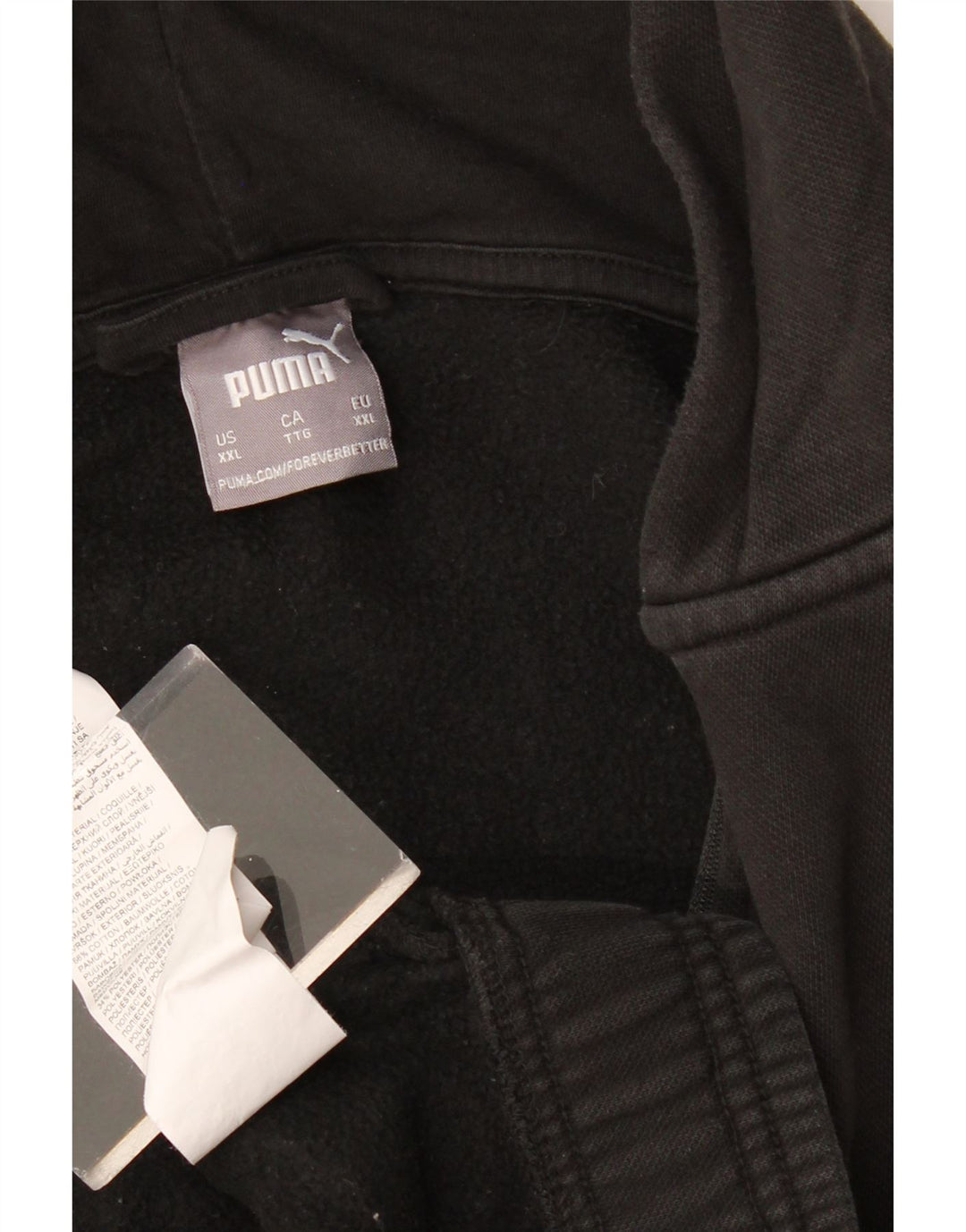 PUMA Mens Zip Hoodie Sweater 2XL Black Colourblock Cotton