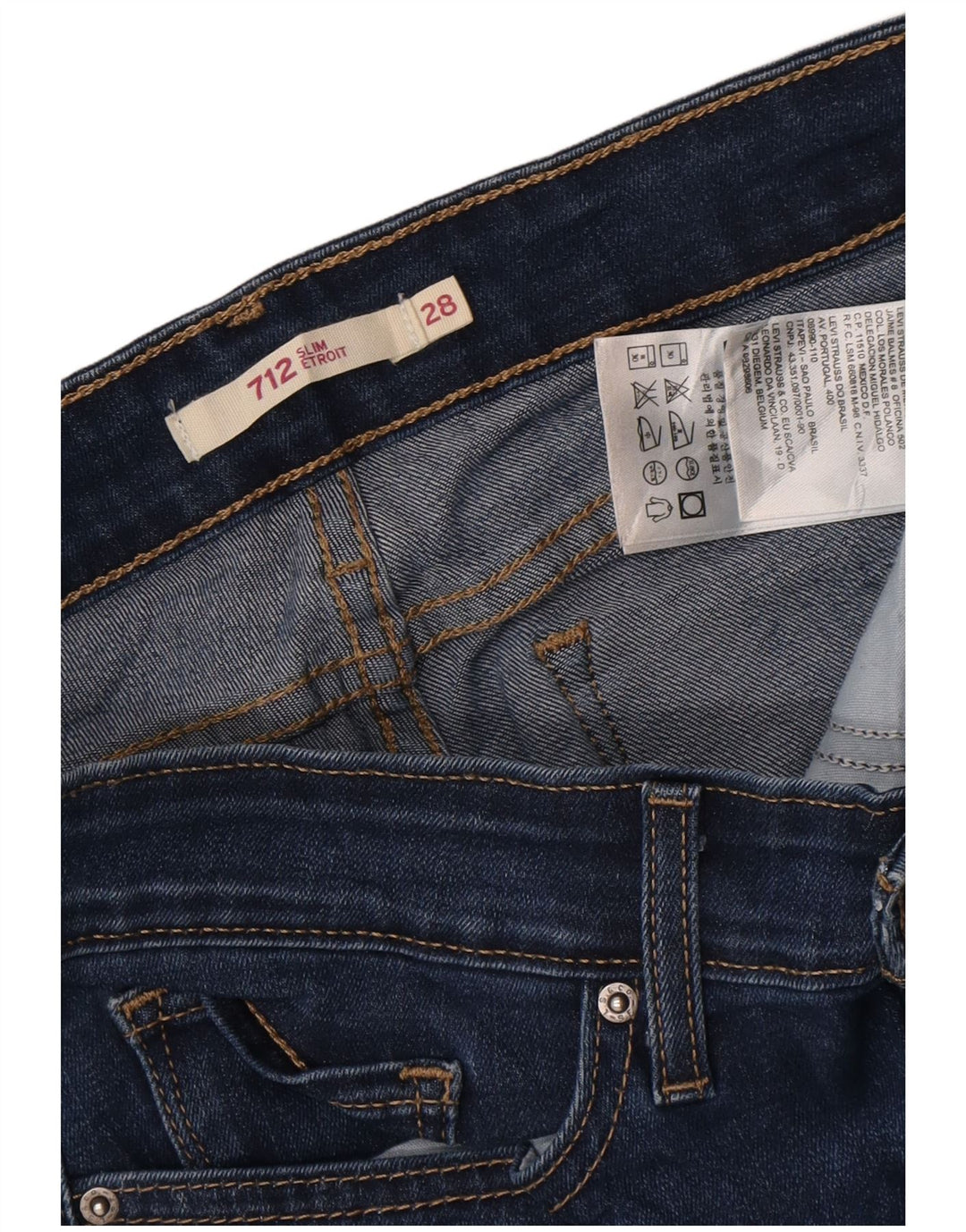 Levi's Womens 712 Slim Jeans W28 L31 Blue Cotton