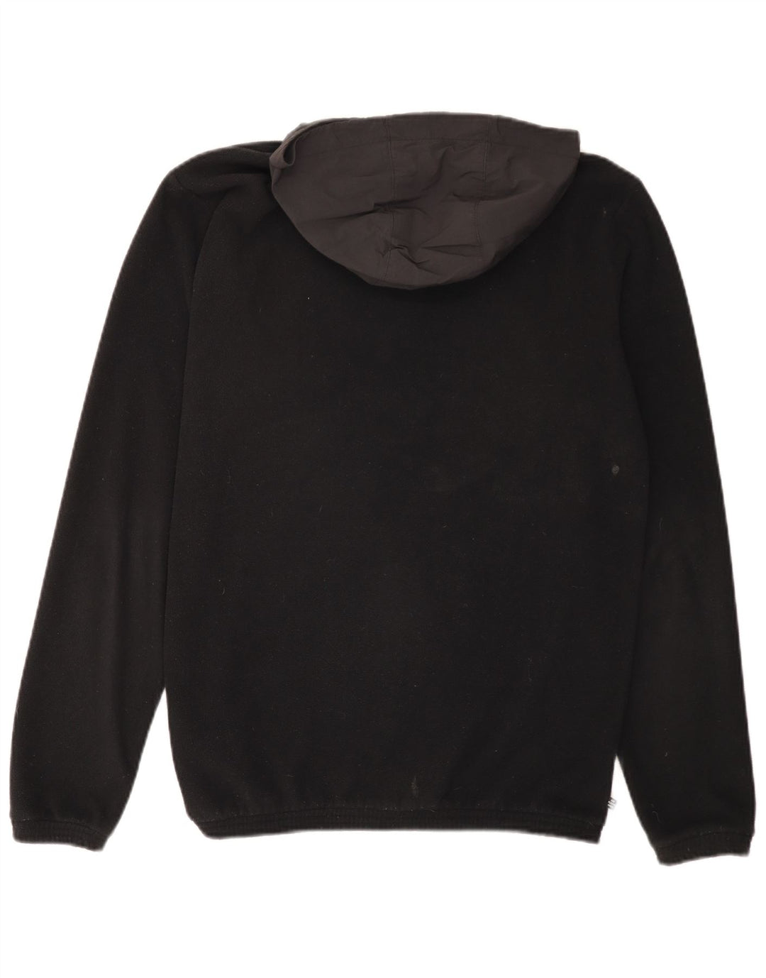 ADIDAS Mens Hooded Zip Neck Fleece Jumper Small Black Colourblock