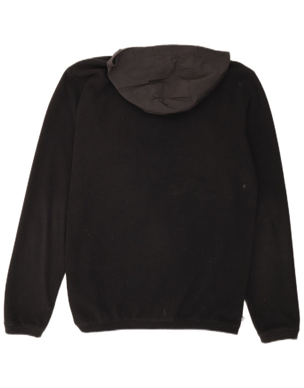 ADIDAS Mens Hooded Zip Neck Fleece Jumper Small Black Colourblock