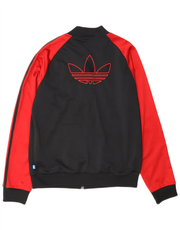 Adidas Womens Tracksuit Top Jacket UK 14 Large Black Colourblock Polyester