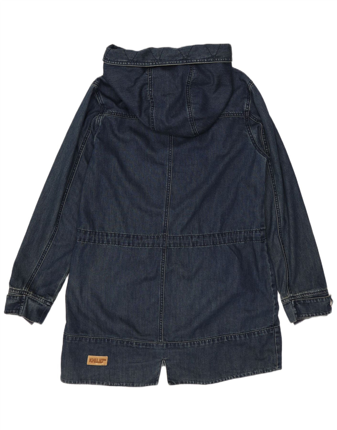 KHUJO Womens Hooded Duffle Coat UK 14 Medium Navy Blue Cotton