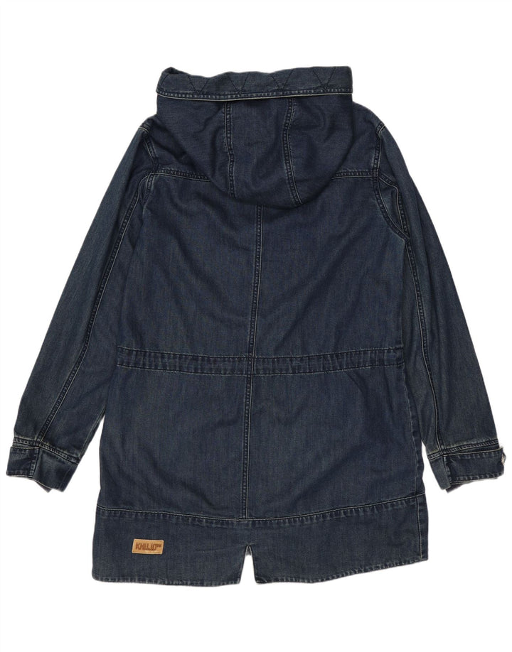 KHUJO Womens Hooded Duffle Coat UK 14 Medium Navy Blue Cotton