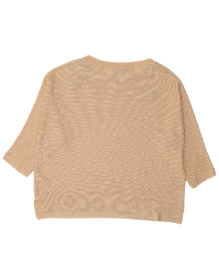 MASSIMO DUTTI Womens Oversized Boat Neck Jumper Sweater UK 14 Medium Beige