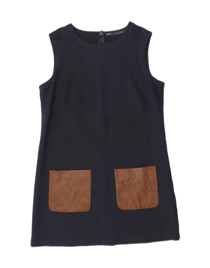 Zara Womens Sleeveless Shift Dress UK 18 XL Navy Blue Polyester