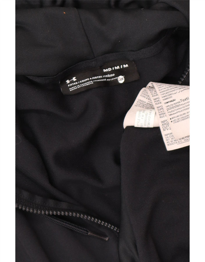 Under Armour Mens Fitted Zip Hoodie Sweater Medium Black Colourblock