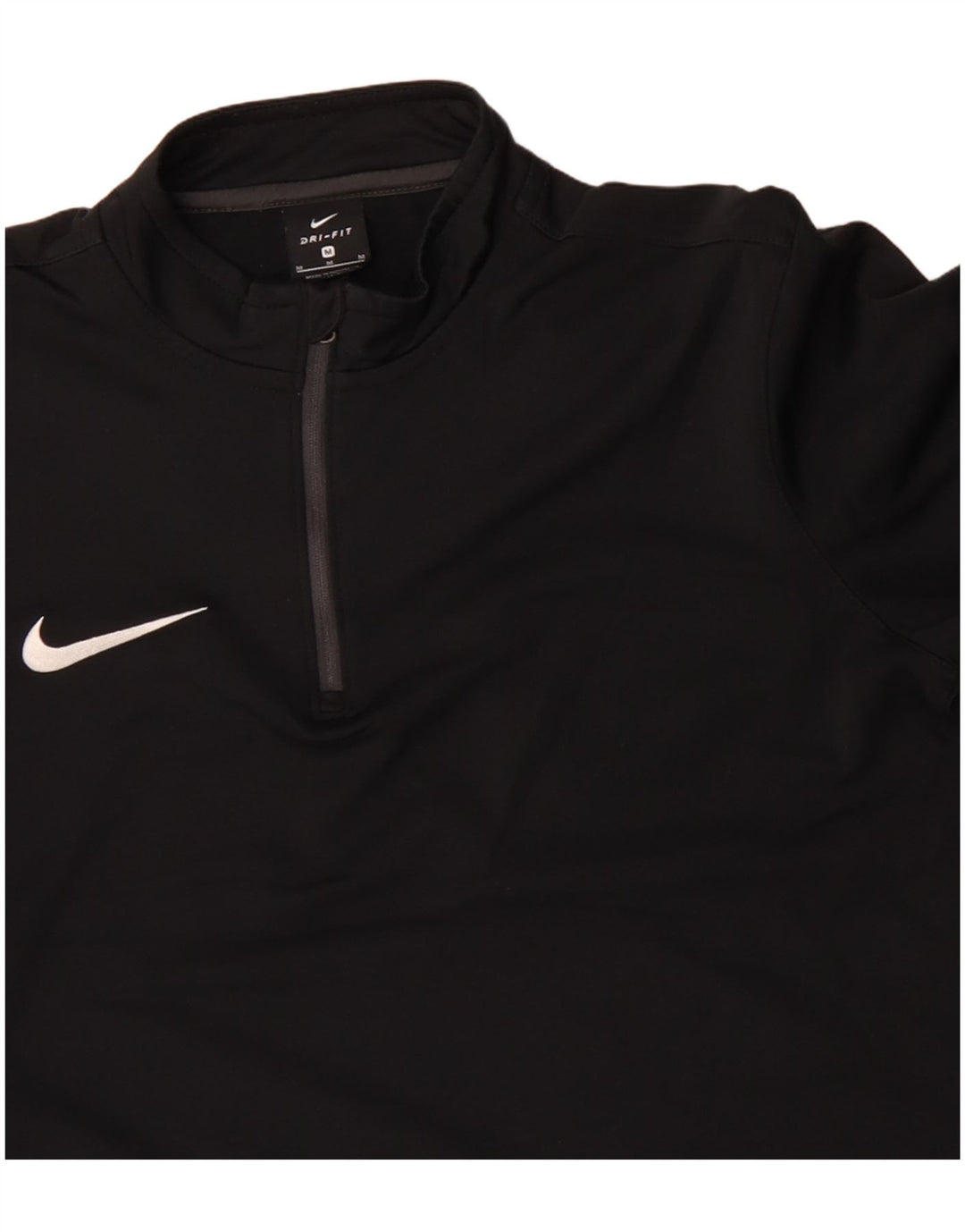 NIKE Mens Dri Fit Zip Neck Pullover Tracksuit Top Medium Black Polyester
