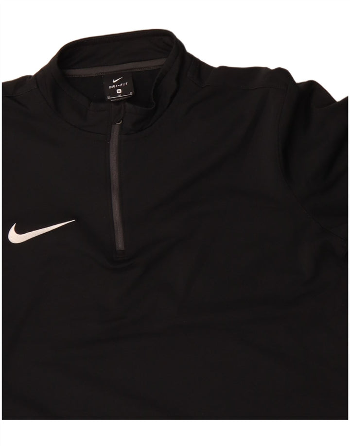 NIKE Mens Dri Fit Zip Neck Pullover Tracksuit Top Medium Black Polyester