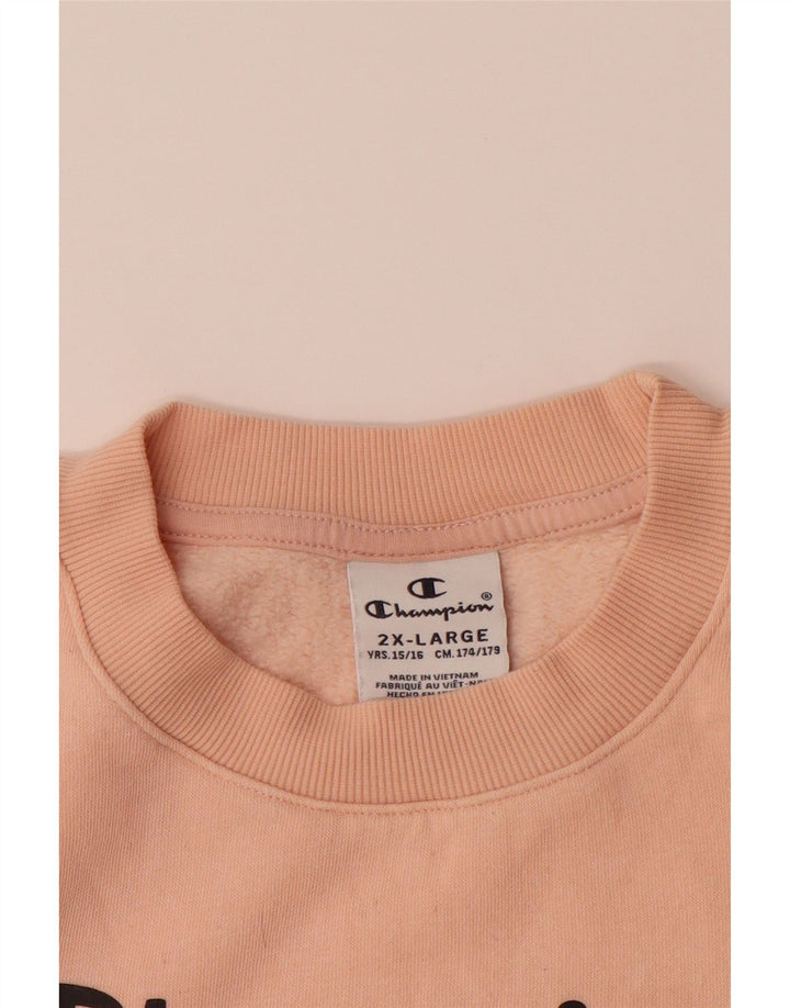 CHAMPION Girls Graphic Sweatshirt Jumper 15-16 Years 2XL Pink