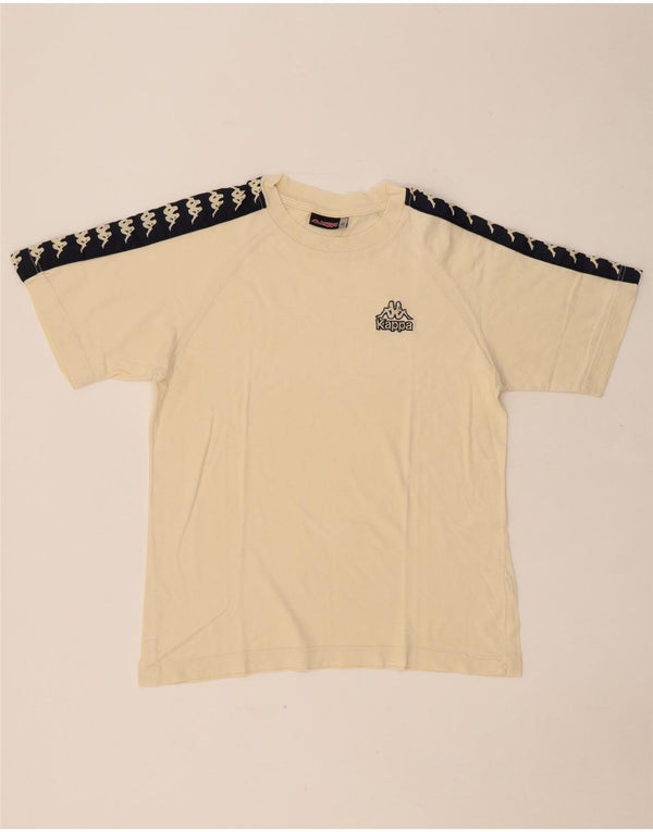 KAPPA Mens Graphic T-Shirt Top Small Beige Colourblock Cotton