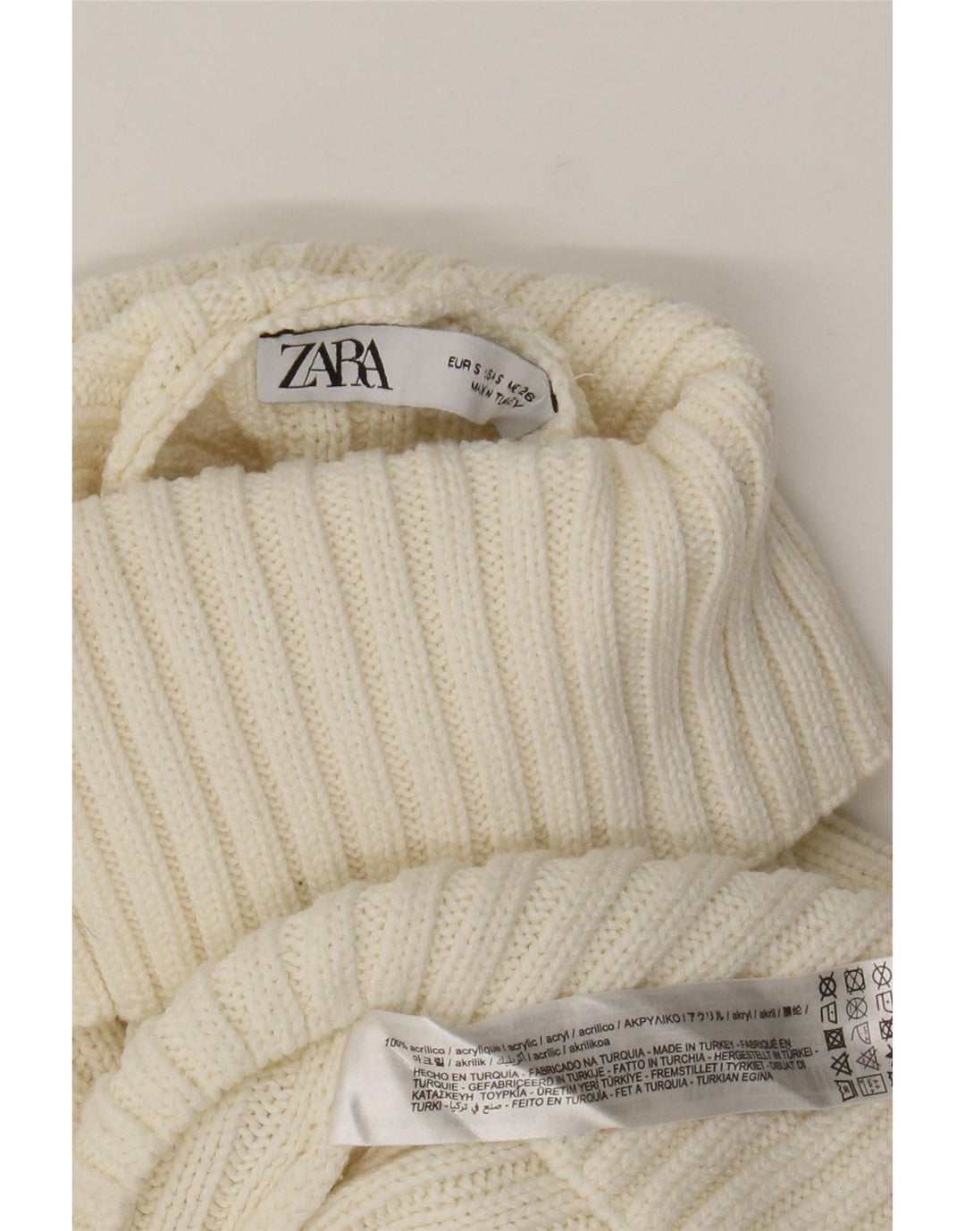 Zara Womens Crop Oversized Roll Neck Jumper Sweater UK 10 Small White