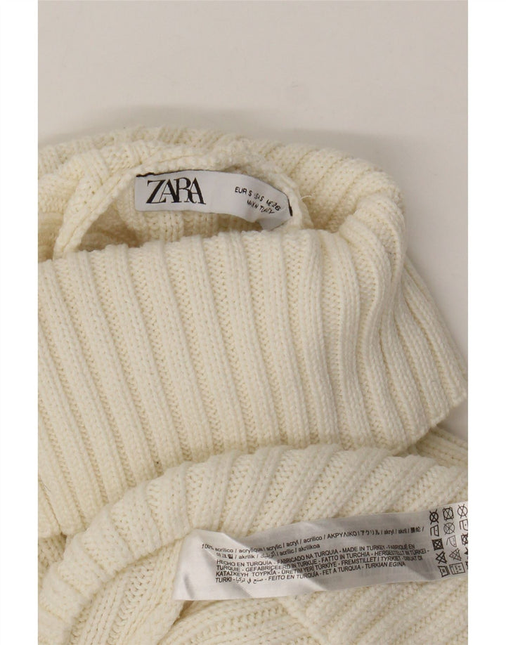 Zara Womens Crop Oversized Roll Neck Jumper Sweater UK 10 Small White