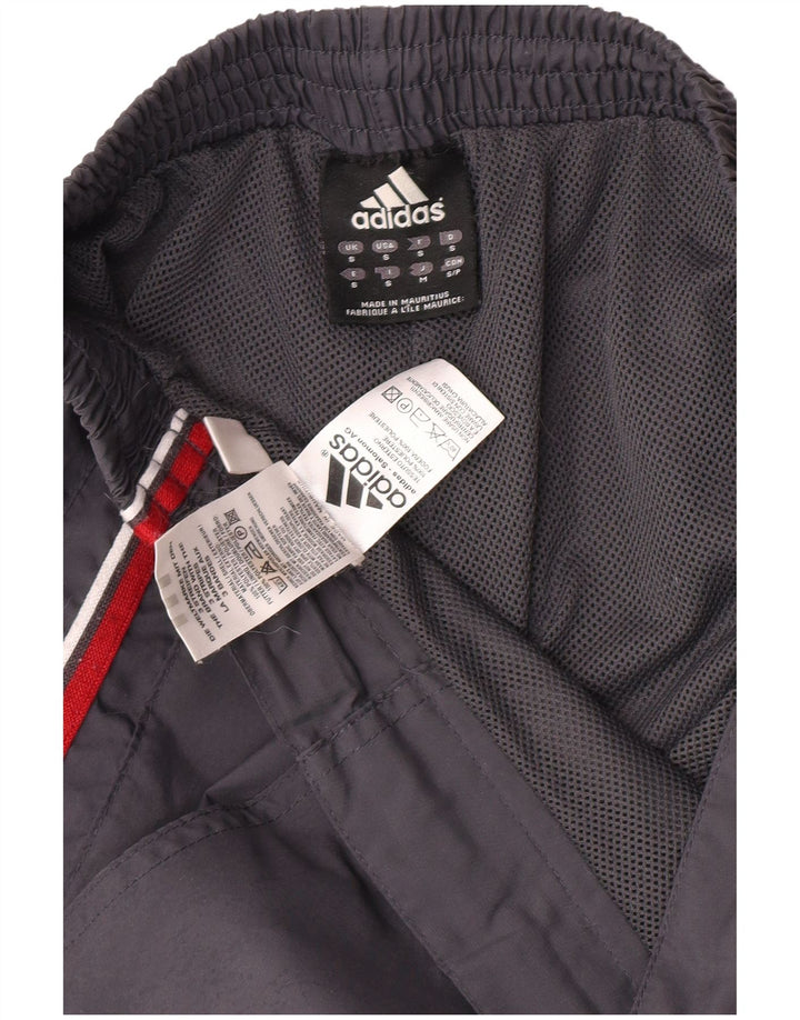Adidas Mens Graphic Tracksuit Trousers Small Grey Polyester