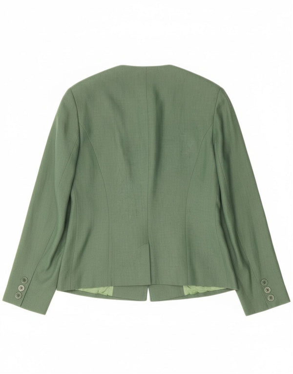 Gerry Weber Womens 1 Button Blazer Jacket EU 38 Medium Green Linen
