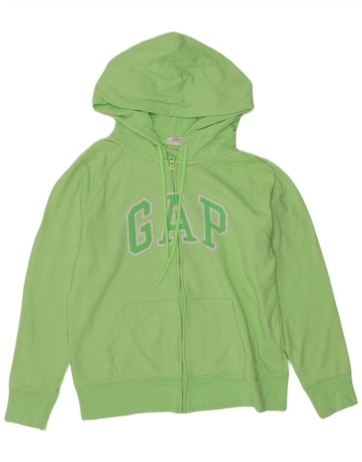 GAP Womens Graphic Zip Hoodie Sweater UK 16 Large Green Cotton