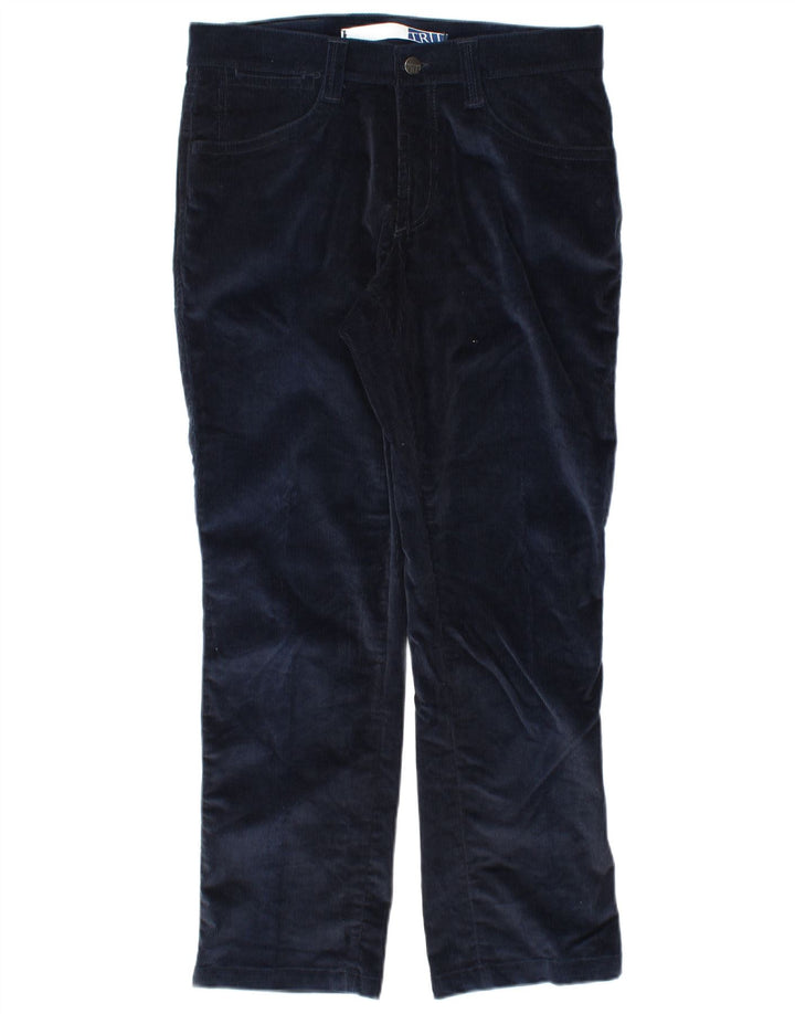 TRUSSARDI Mens Straight Corduroy Trousers IT 48 Medium W32 L29 Navy Blue