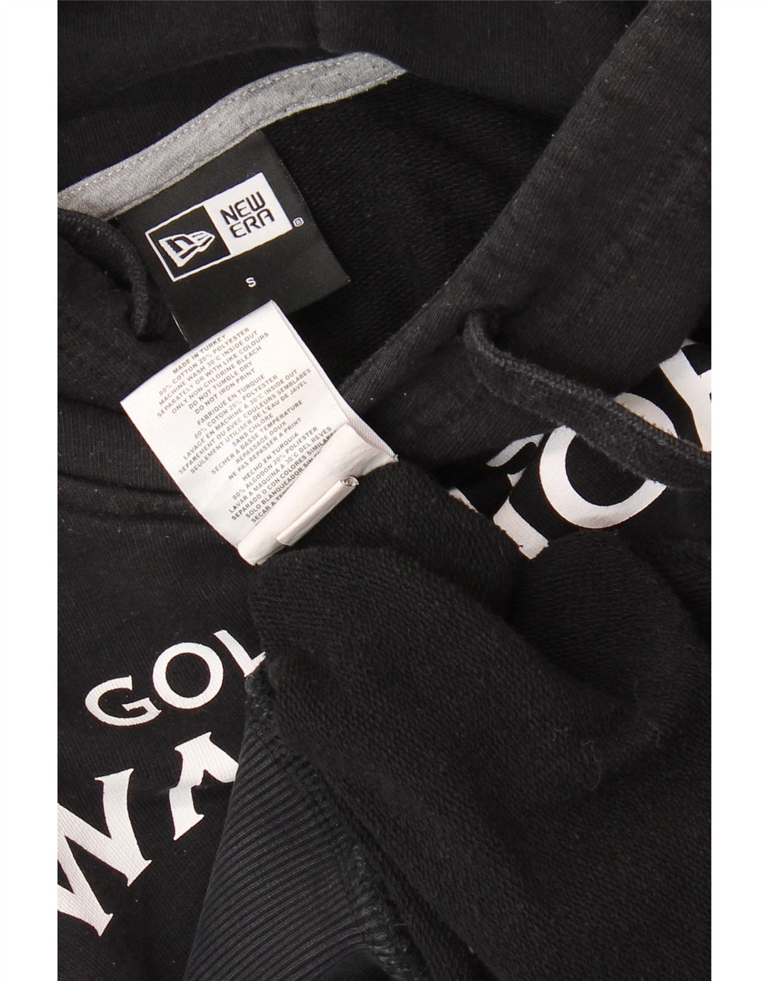 NEW ERA Mens Golden State Warriors Graphic Hoodie Jumper Small Black