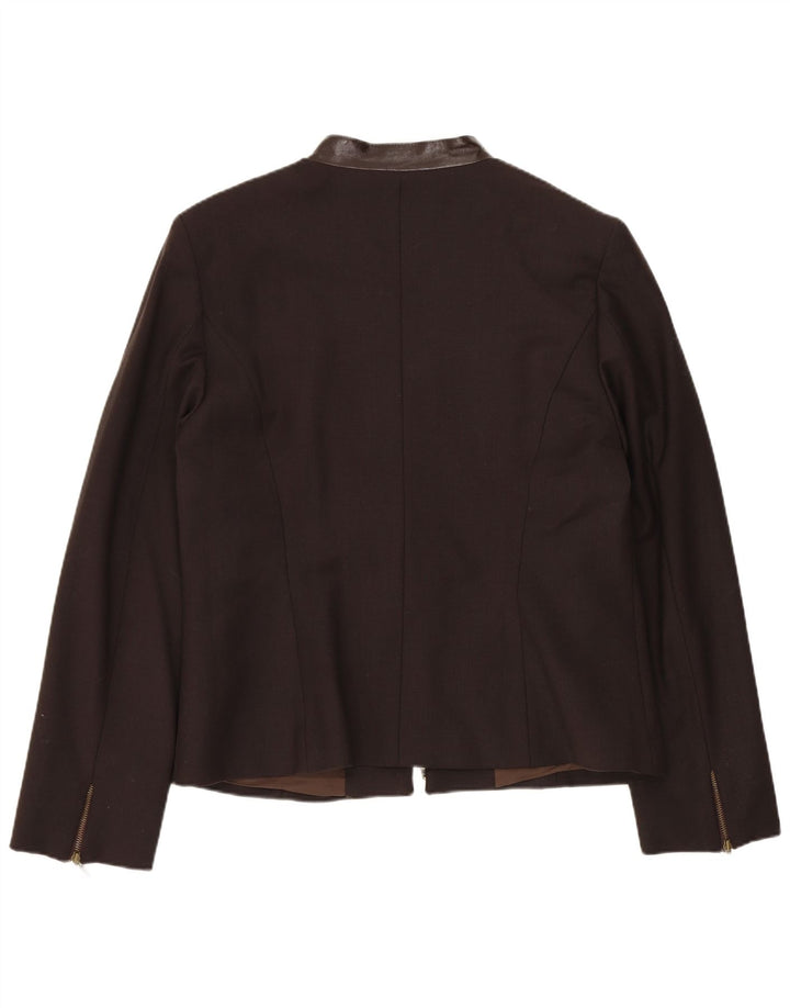 VINTAGE Womens Blazer Jacket IT 46 Large Brown Wool