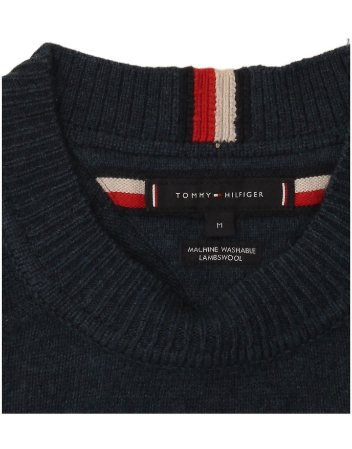 Tommy Hilfiger Mens Crew Neck Jumper Sweater Medium Navy Blue Lambswool