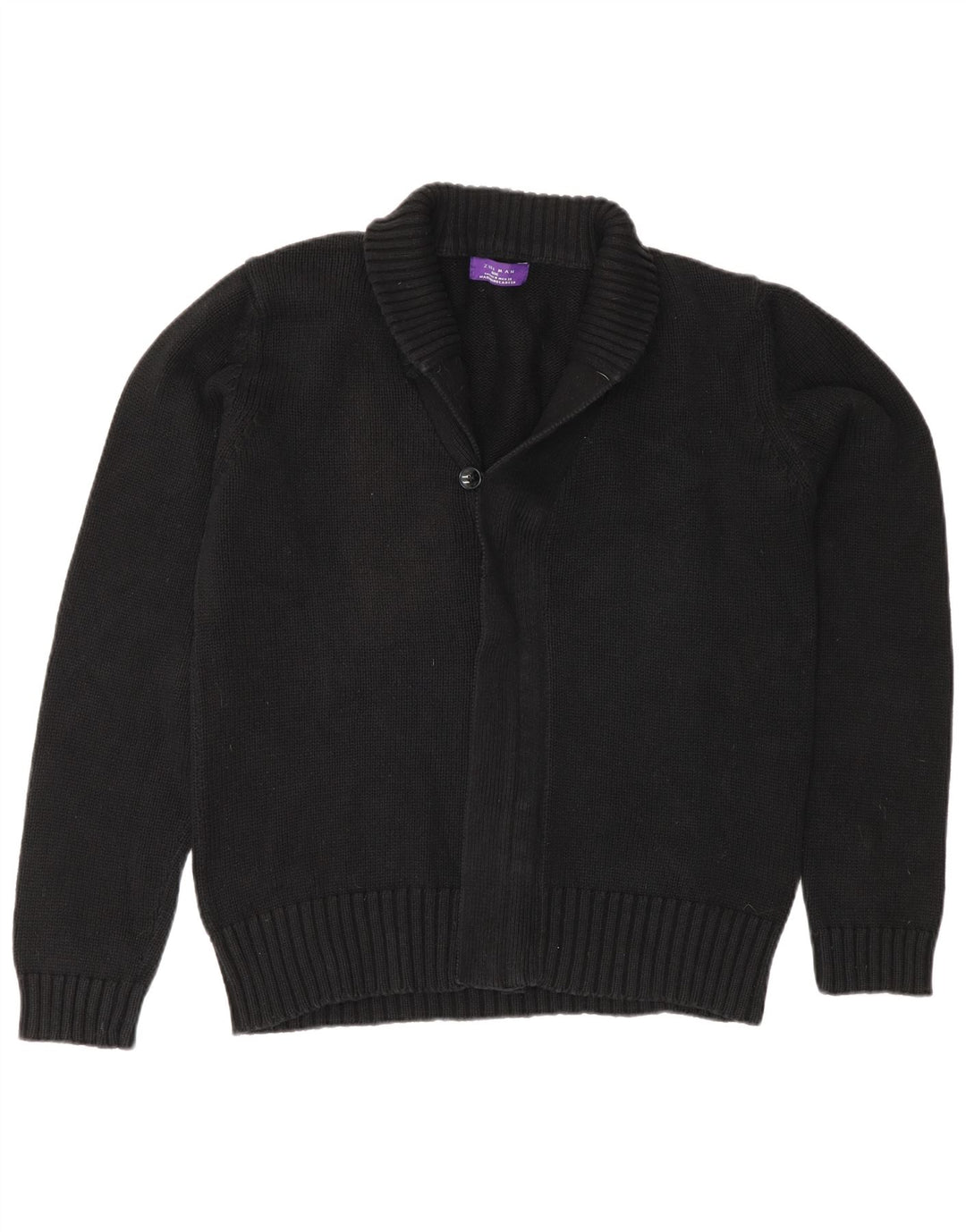 Zara Mens Cardigan Sweater Medium Black Cotton Classic