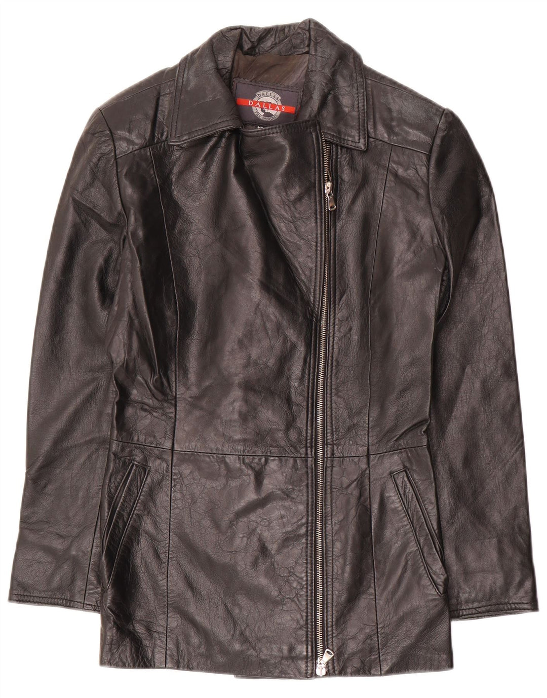 DALLAS Womens Zip Leather Jacket IT 44 Medium Black Leather