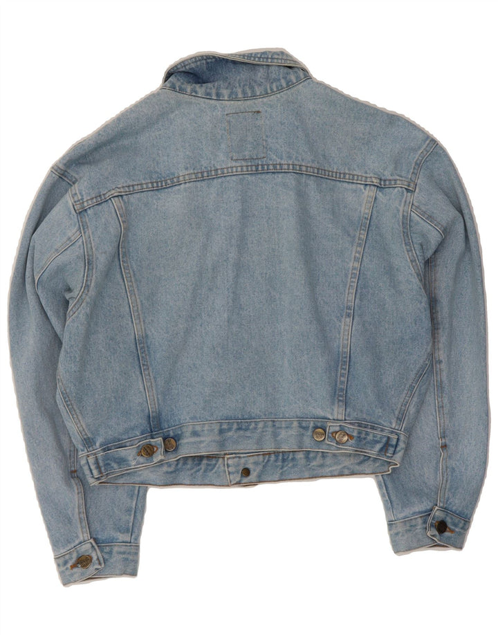 CLARK Womens Crop Denim Jacket UK 14 Medium Blue Cotton Vintage CLARK and Second-Hand CLARK from Messina Hembry 