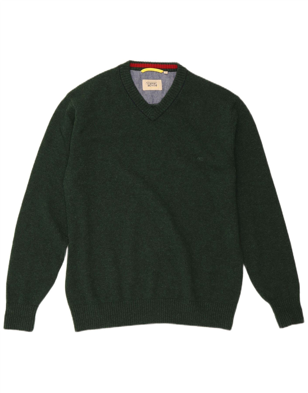 CAMEL ACTIVE Mens V-Neck Jumper Sweater Large Green Wool