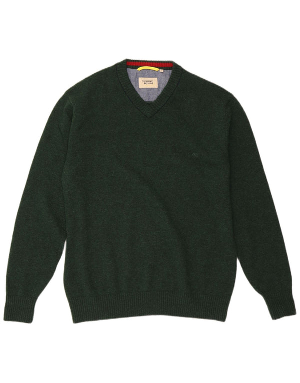CAMEL ACTIVE Mens V-Neck Jumper Sweater Large Green Wool