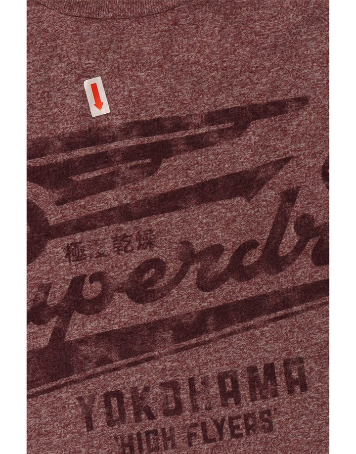 Superdry Womens Graphic T-Shirt Top Large Maroon Flecked Cotton