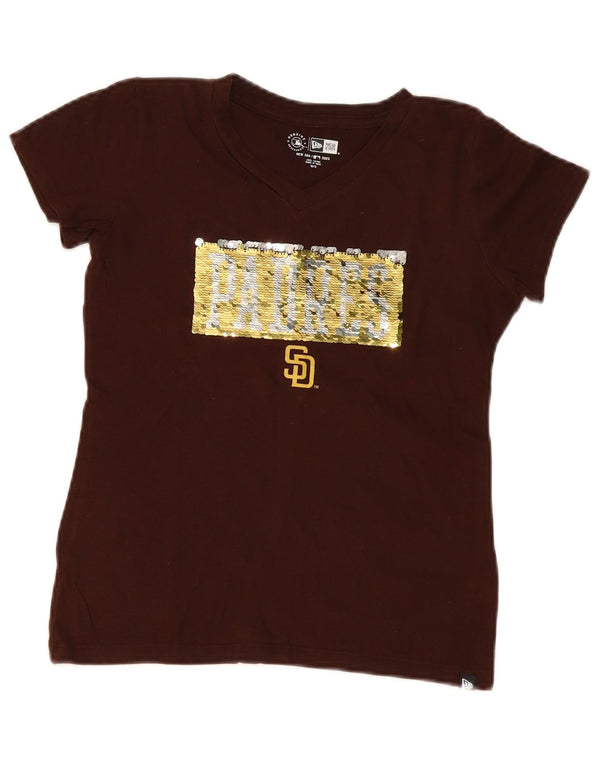 New Era Girls San Diego Padres Graphic T-Shirt Top 10-11 Years Brown Cotton