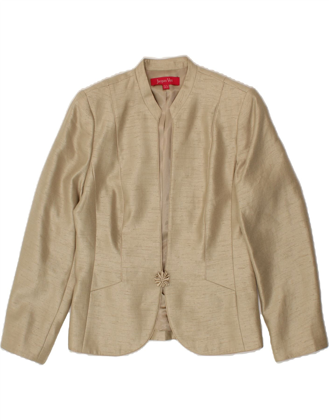 JAQUES VERT Womens 1 Button Blazer Jacket UK 16 Large Gold Viscose Vintage Jaques Vert and Second-Hand Jaques Vert from Messina Hembry 