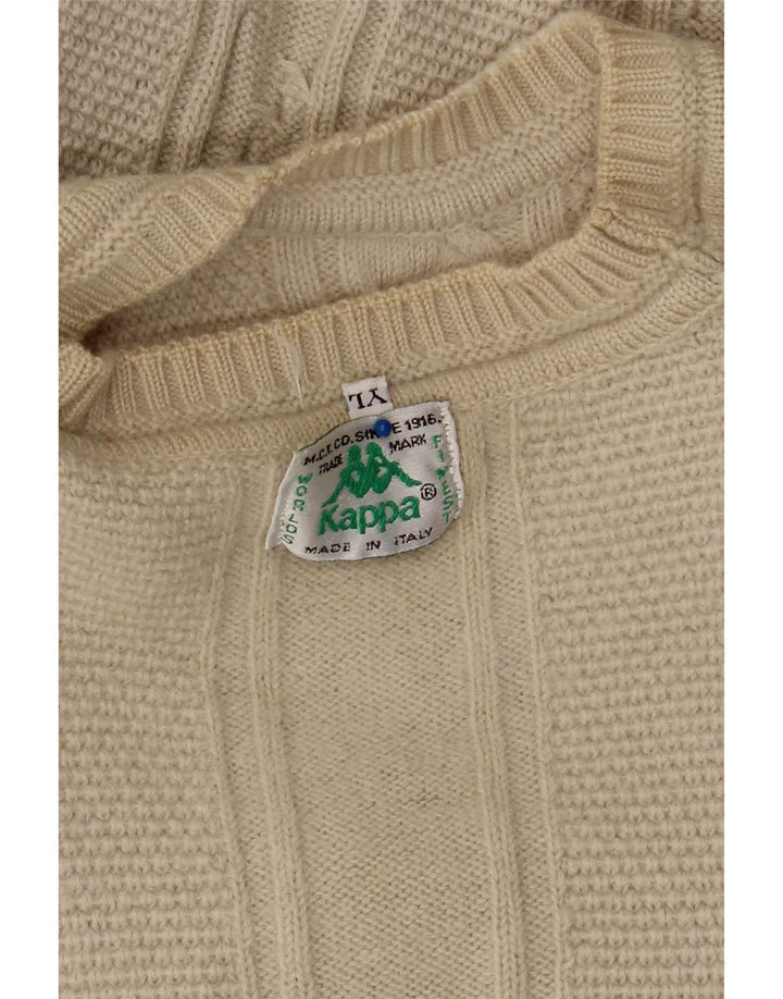 KAPPA Mens Graphic Crew Neck Jumper Sweater Large Beige