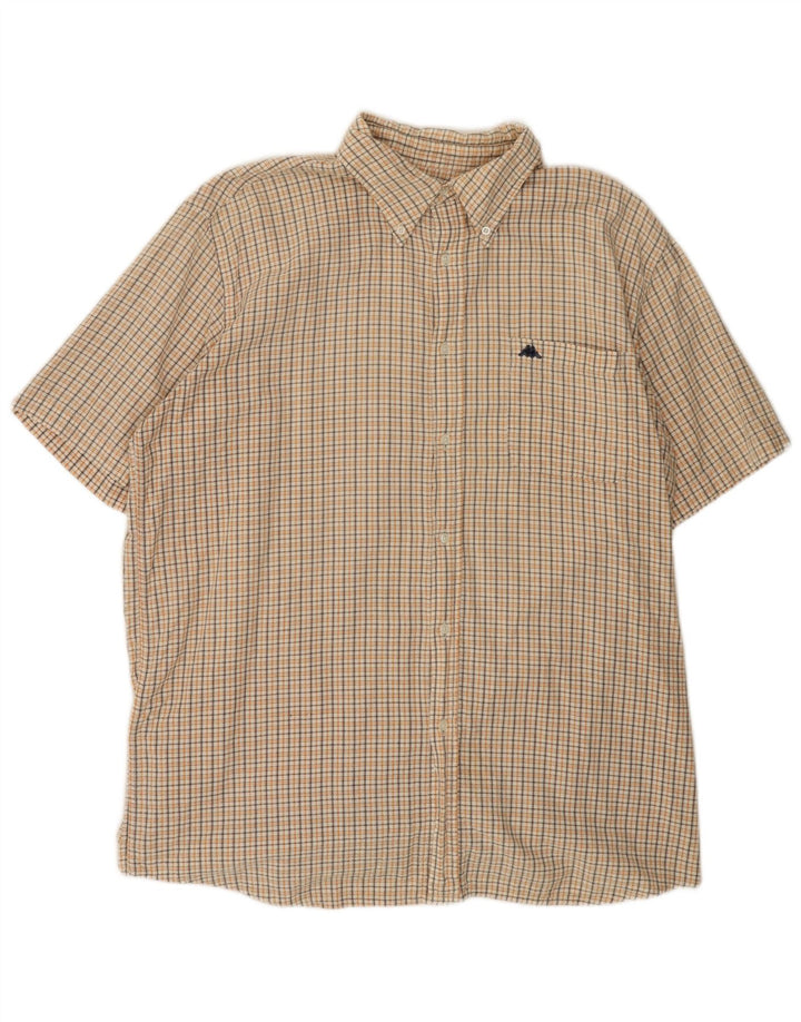 KAPPA Mens Short Sleeve Shirt 2XL White Check Cotton