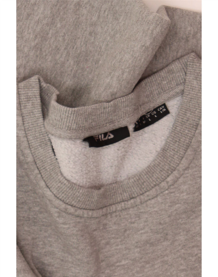 FILA Womens Oversized Graphic Sweatshirt Jumper UK 14 Large Grey