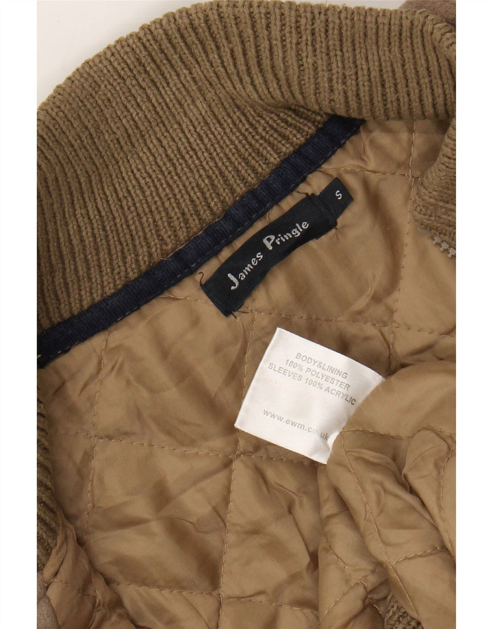 James Pringle Mens Loose Fit Bomber Jacket UK 36 Small Brown Polyester