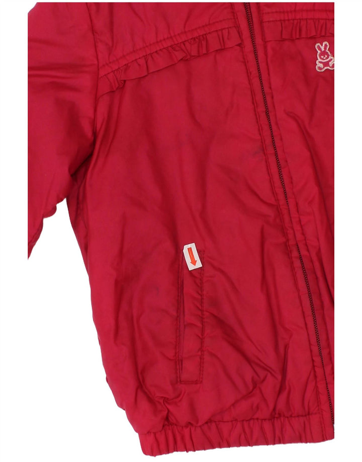 BENETTON Girls Hooded Windbreaker Jacket 3-4 Years Red