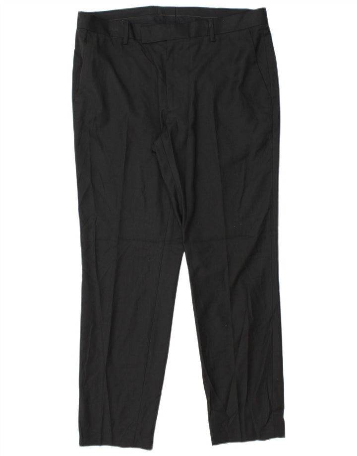 Marks & Spencer Mens Slim Fit Suit Trousers W34 L29 Black Polyester