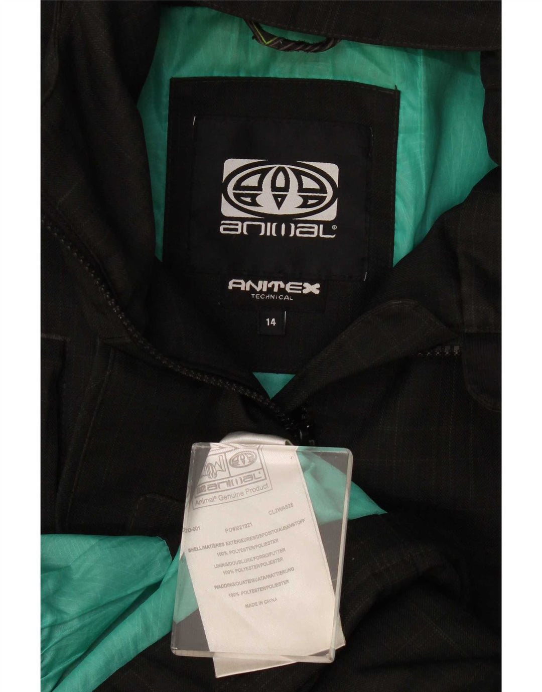 Animal Womens Hooded Windbreaker Jacket UK 14 Large Black Check Polyester