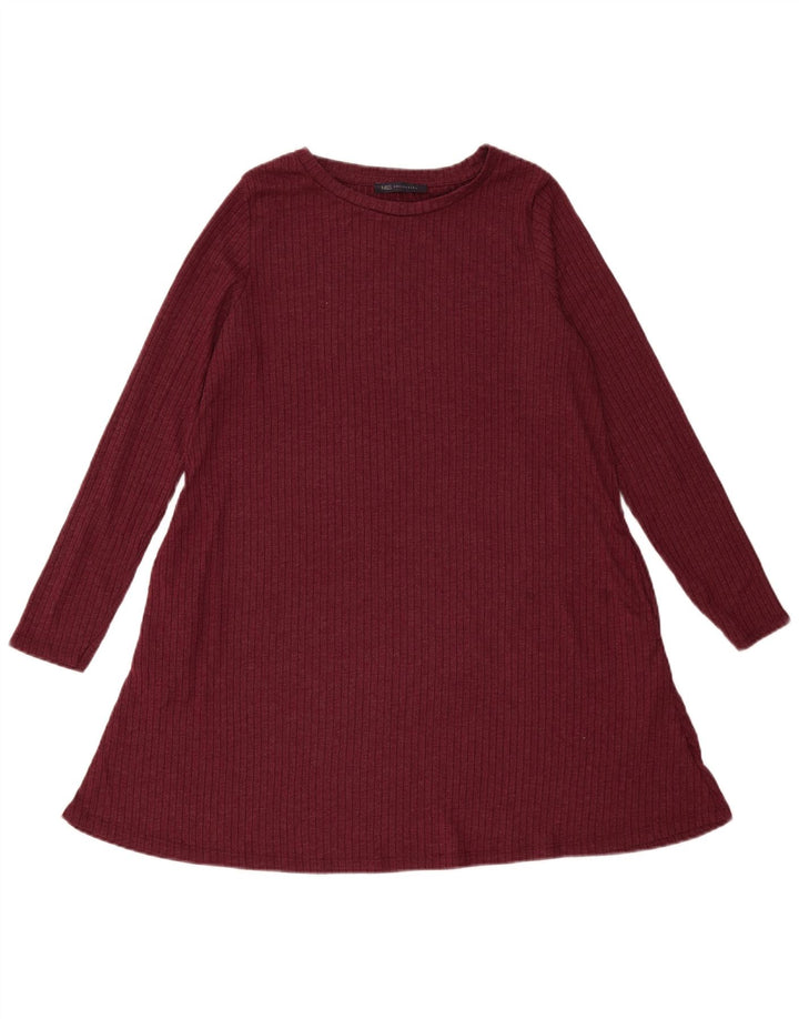 Marks & Spencer Womens Long Sleeve Jumper Dress UK 14 Medium Burgundy