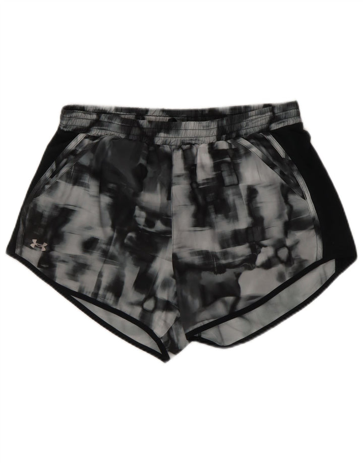 UNDER ARMOUR Womens Sport Shorts UK 14 Medium Grey Tie Dye
