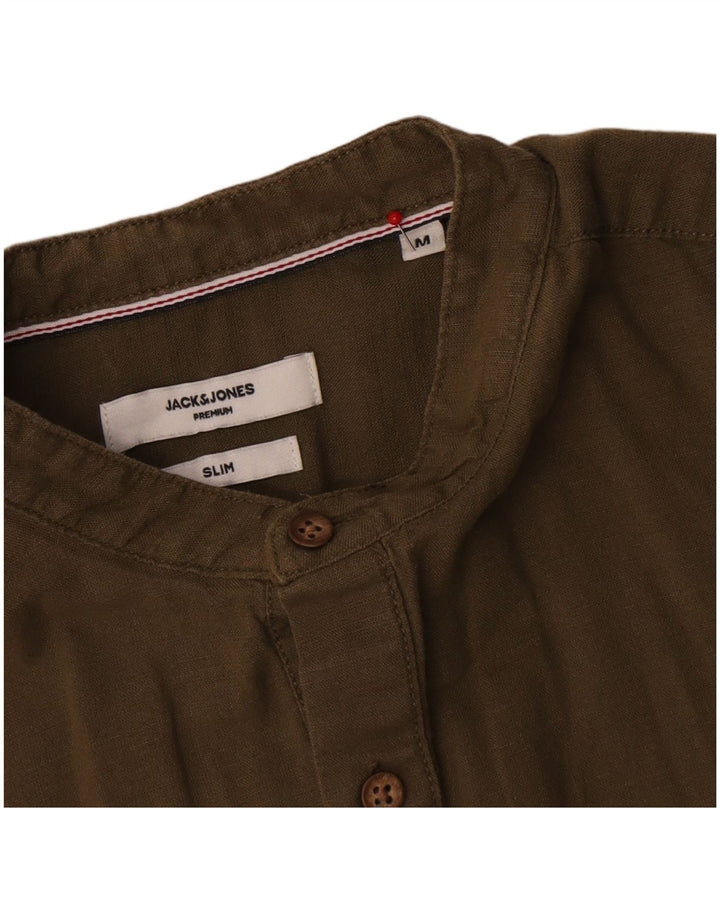 Jack & Jones Mens Premium Slim Pullover Shirt Medium Khaki Cotton