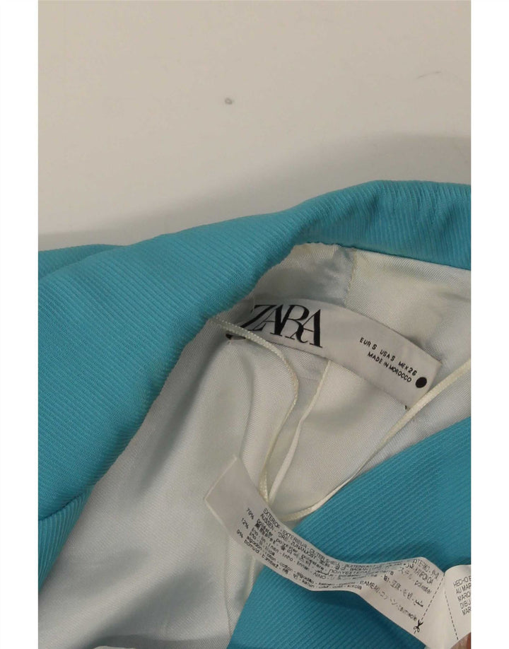 Zara Womens Double Breasted Blazer Jacket UK 10 Small Blue Polyester