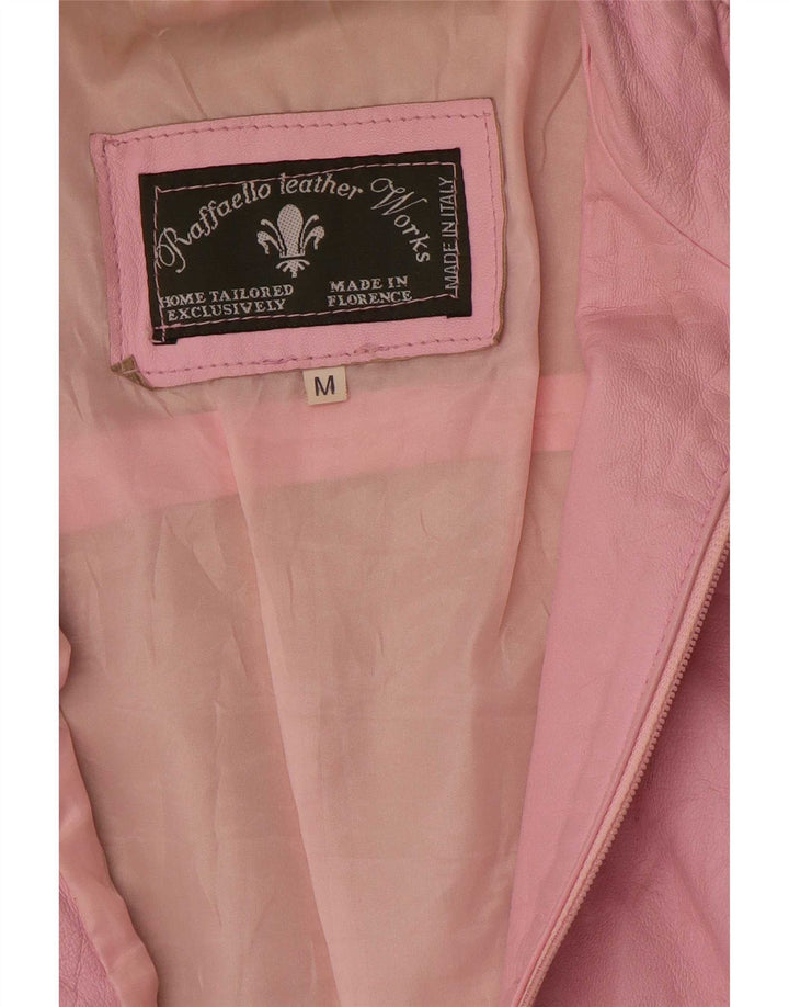 Raffaello Womens Leather Jacket UK 12 Medium Pink