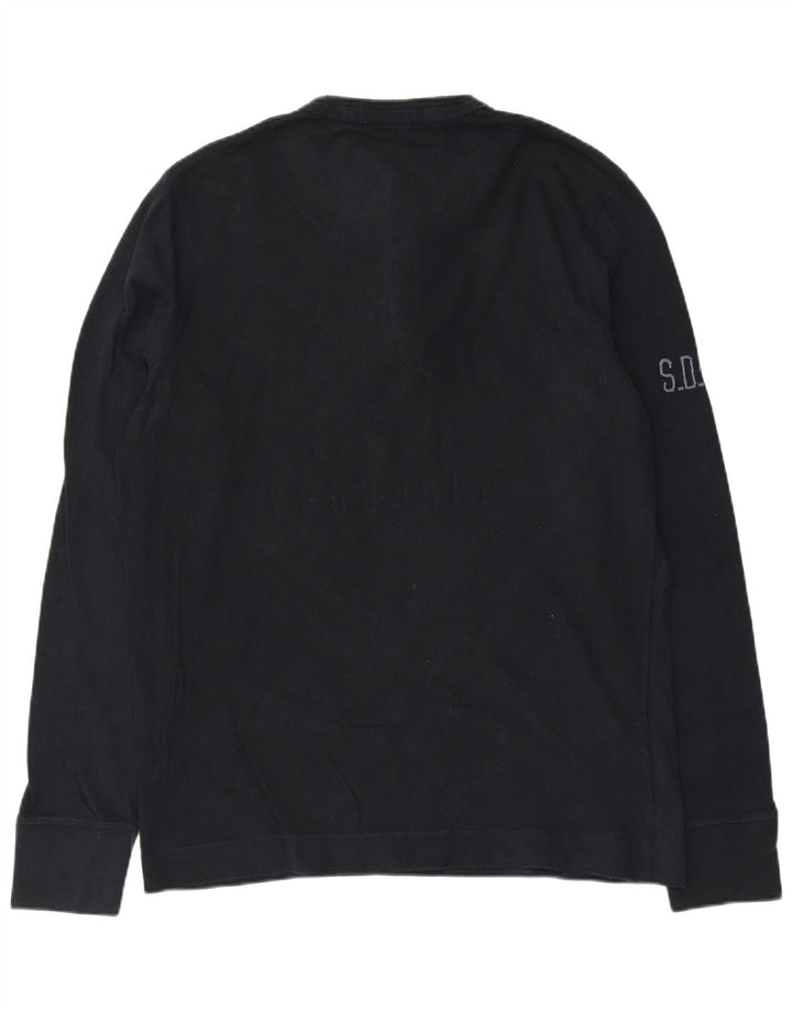 Superdry Mens Graphic Top Long Sleeve XL Navy Blue Cotton