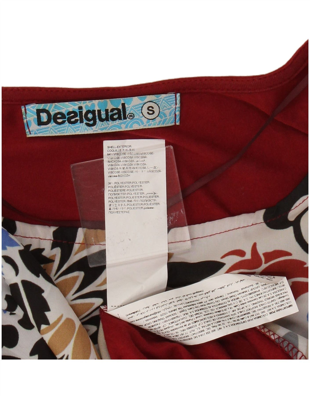 Desigual Womens Blouse Top UK 10 Small Red Floral Viscose