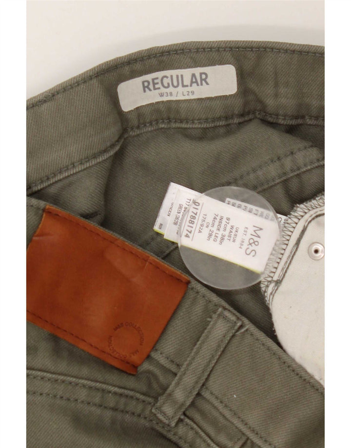 Marks & Spencer Womens Regular Straight Jeans W38 L29 Green Cotton