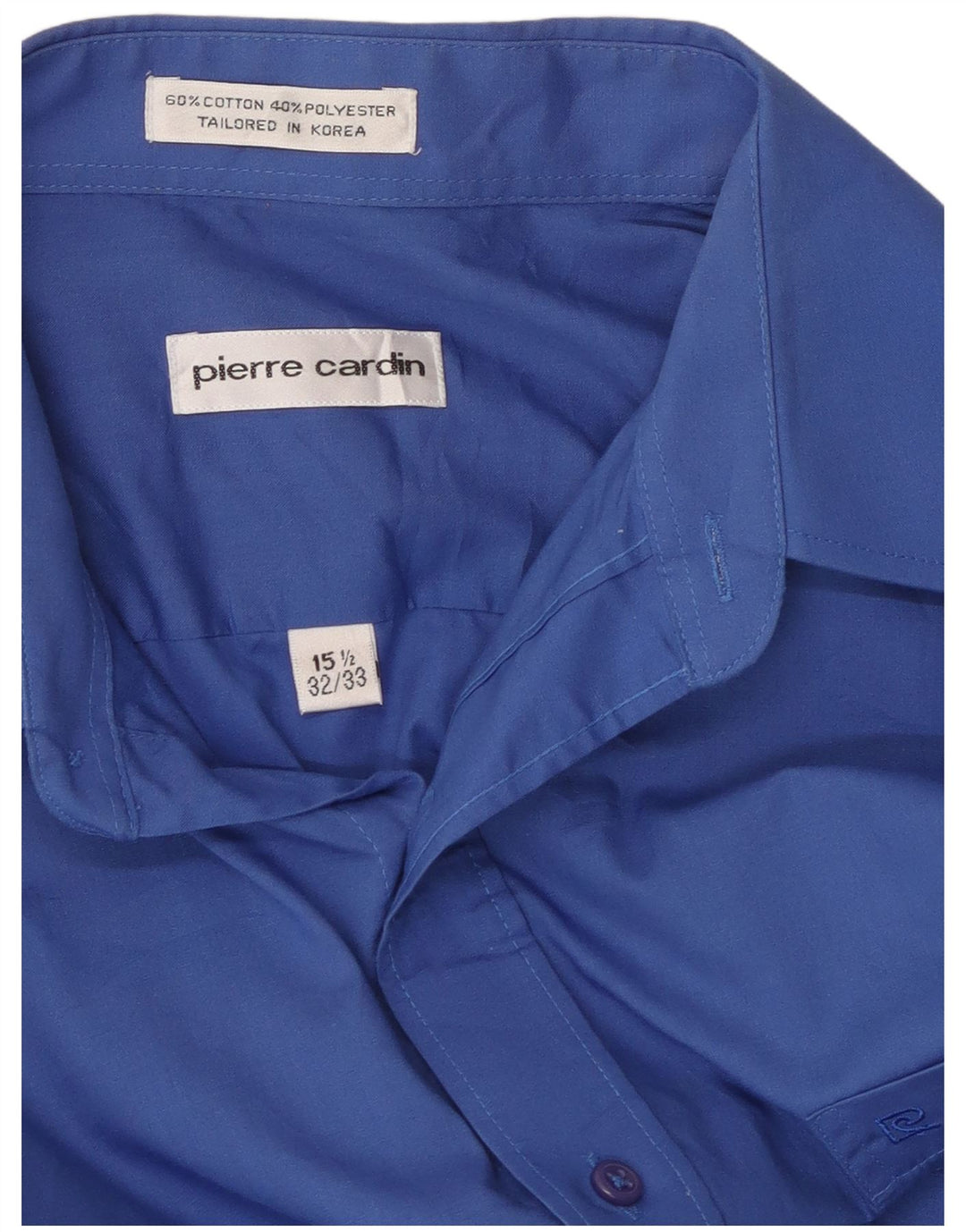 PIERRE CARDIN Mens Shirt Size 15 1/2 Medium Blue Cotton